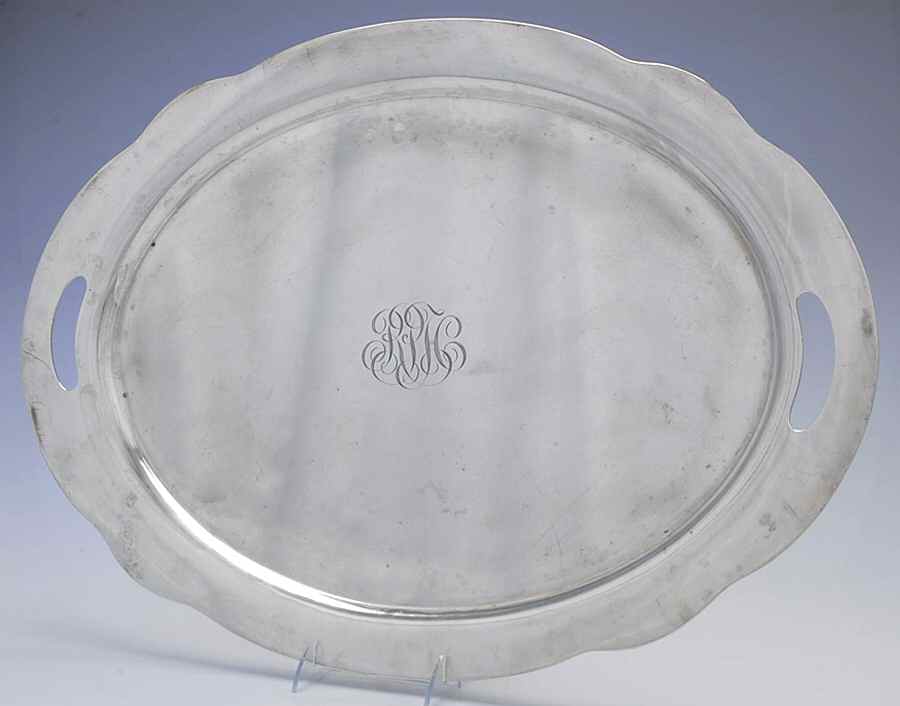 Priscilla (Sterling, Hollowware) Large Waiter Tray by Durgin-1