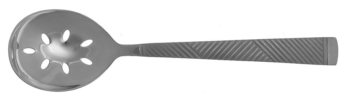 Umbrian Frosted (Stainless) Pierced Solid Serving Spoon by Dansk-1