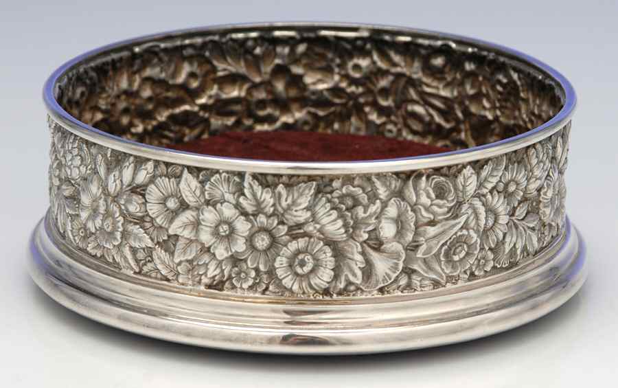 85 (Sterling, Hollowware) Wine Coaster with Wood Base by Dominick & Haff-1