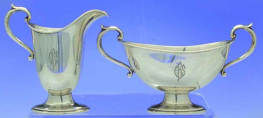 2509 (Sterling, Hollowware) Mini Sterling Creamer and Open Sugar by Durgin-1
