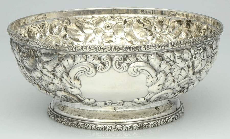 Repousse (Sterling, Hollowware) 9" Round Footed Centerpiece by Davis & Galt-1