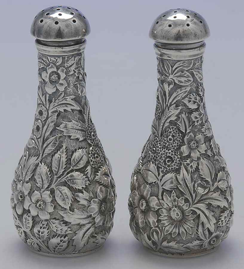 Repousse (Sterling, Hollowware) Salt & Pepper Set by Davis & Galt-1