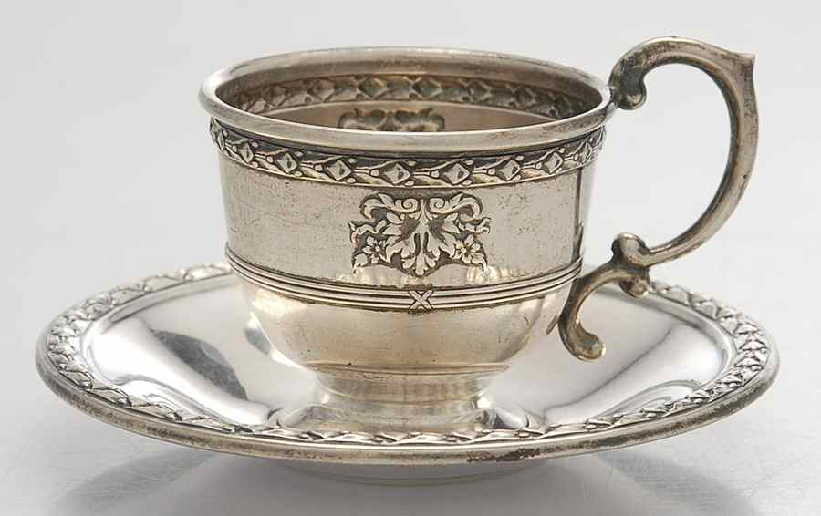 Marie Antoinette-Chased (Sterling, Hollowware) Demitasse Cup and Saucer, No Liner by Dominick & Haff-1
