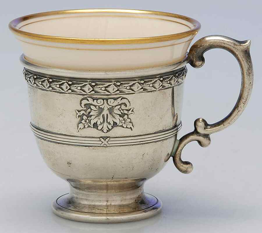 Marie Antoinette-Chased (Sterling, Hollowware) Sterling Demitasse Cup Only by Dominick & Haff-1