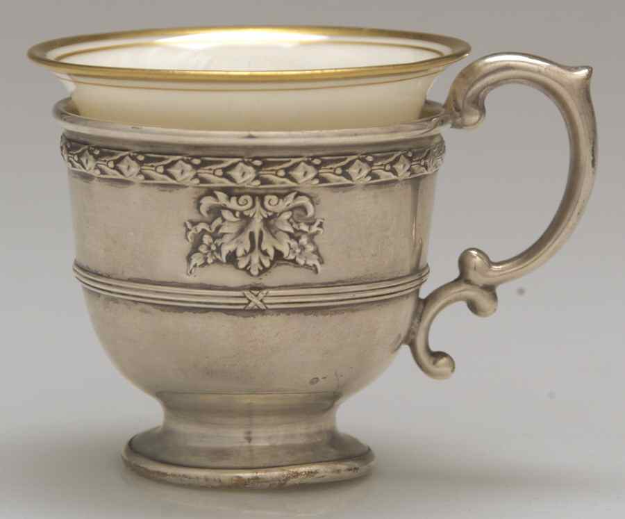 Marie Antoinette-Chased (Sterling, Hollowware) Demitasse Cup with Liner by Dominick & Haff-1