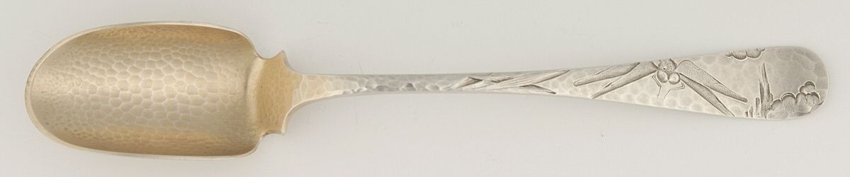 Pond (Sterling, Hammered) Solid Large Cheese Scoop by Dominick & Haff-1