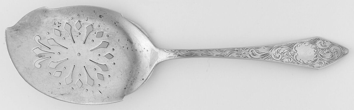 Chatham No. 6-Engraved (Sterling 1915) Small Pierced Solid Croquette Server by Durgin-1