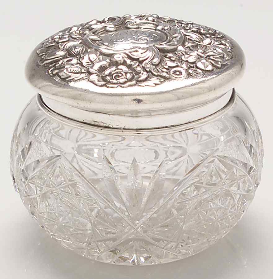 674 (Sterling, Hollowware) Powder Jar, Crystal Bowl and Sterling Lid by Dominick & Haff-1