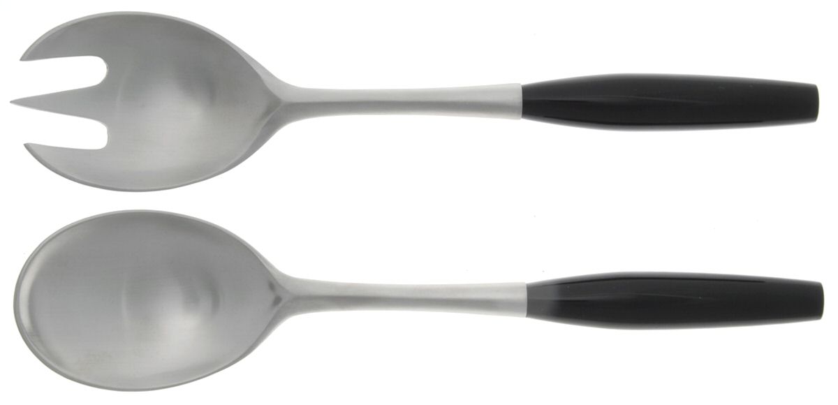 Kongo-Black (Stainless, Bright Gloss Handle) 2 Pc Salad Set with Stainless Bowl by Dansk-1