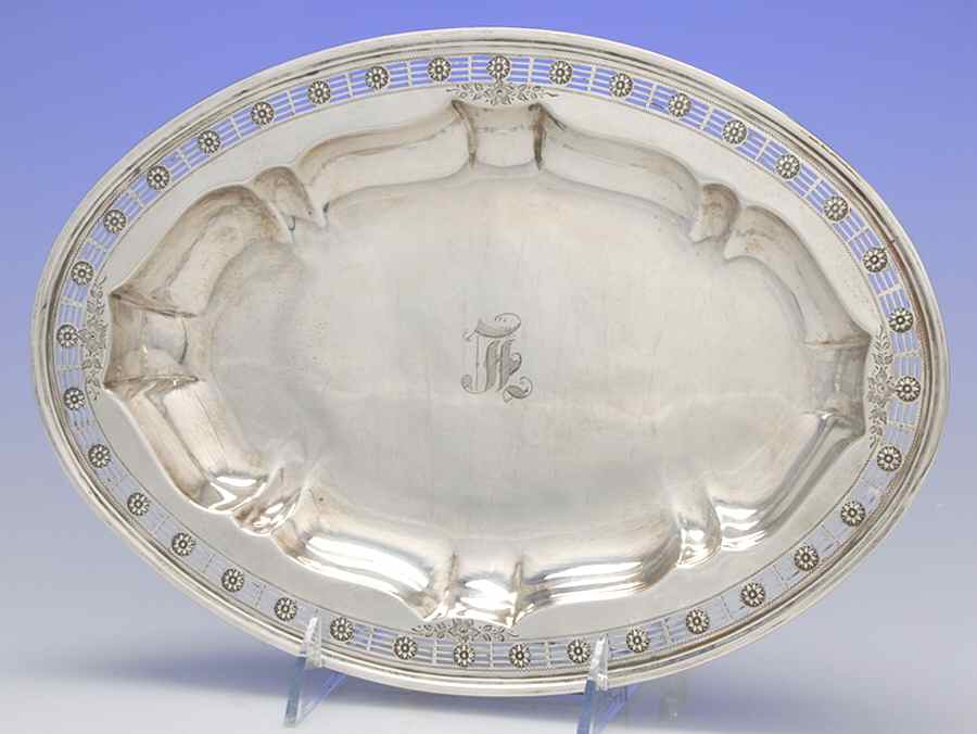 3744 (Sterling, Hollowware) 11" Oval Serving Platter by Dominick & Haff-1