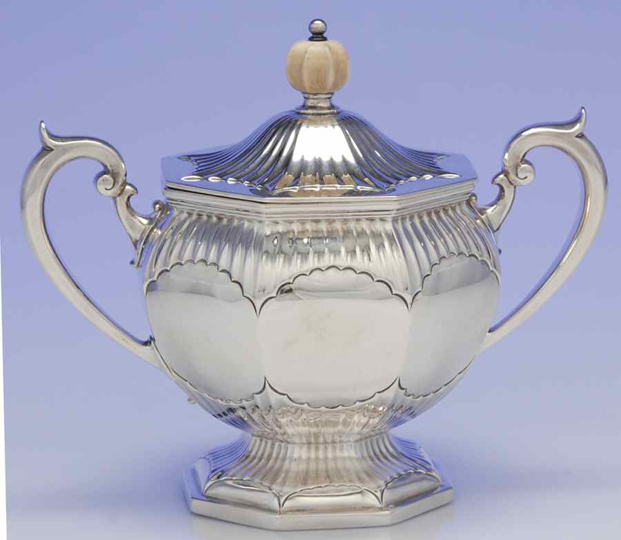 573 (Sterling, Hollowware) Sugar Bowl & Lid by Durgin-1