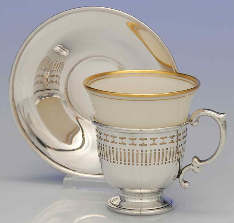 416 (Sterling, Hollowware) Demitasse Cup and Saucer with Lenox Liner by Dominick & Haff-1