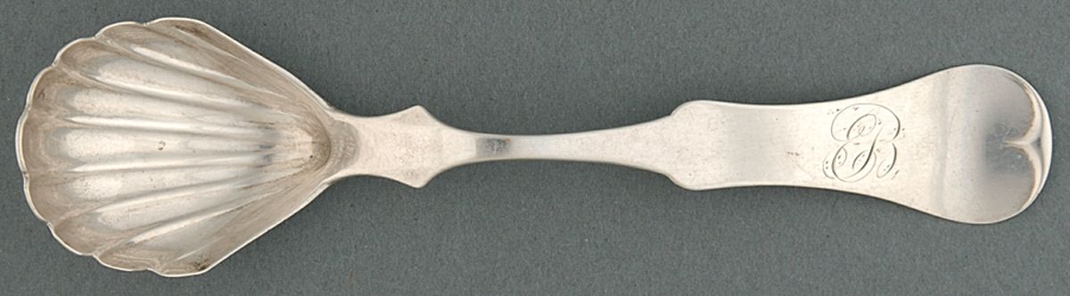 Coin Silver Flatware Sugar Shell Spoon by David I. Kinsey-1