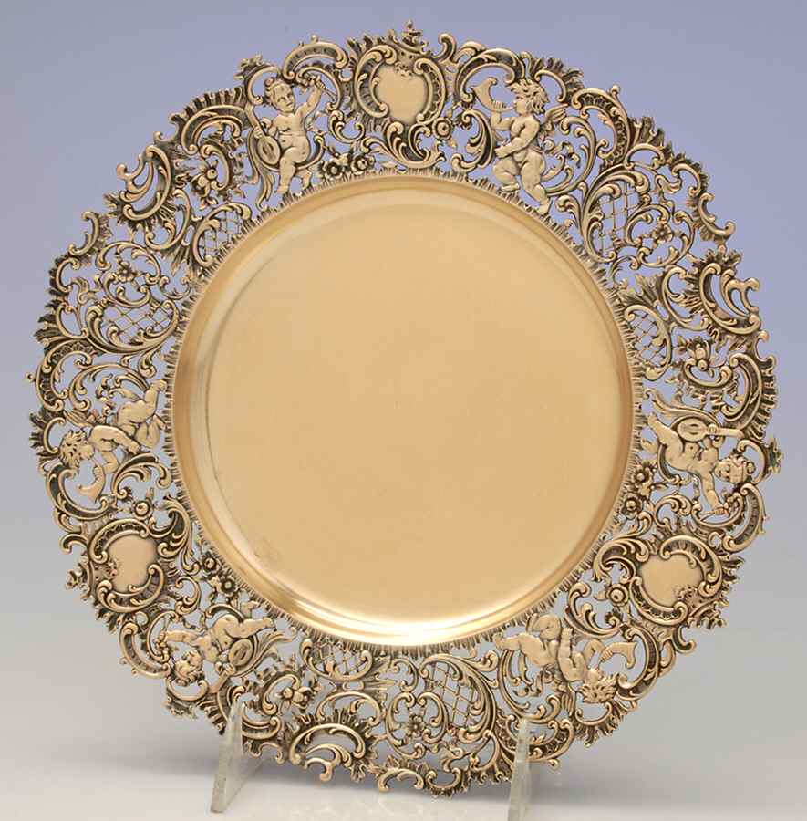 Labors of Cupid (Sterling, Holloware) 9" Round Tray by Dominick & Haff-1