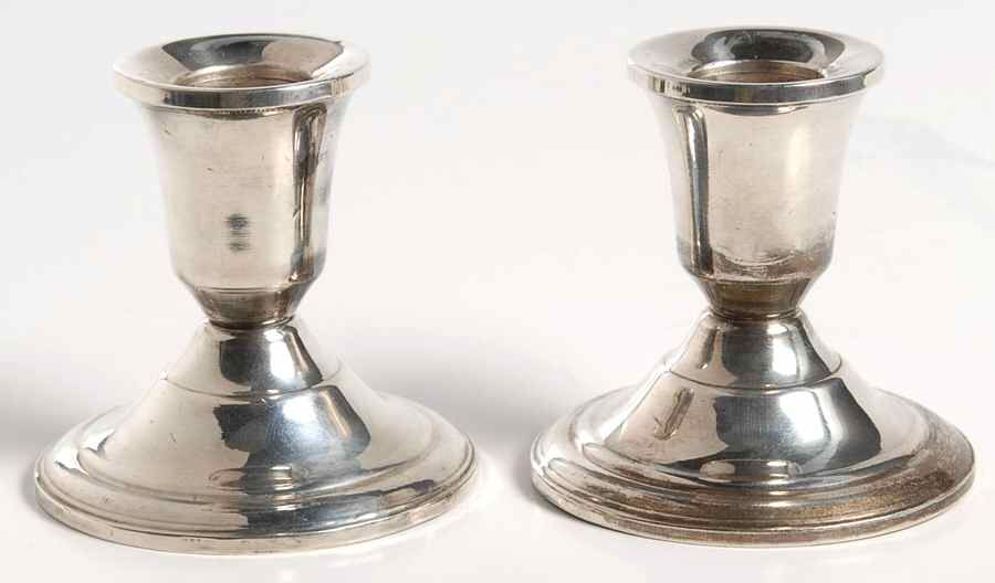 Sterling Candlesticks Pair of Weighted Candleholders by Duchin Creations-1