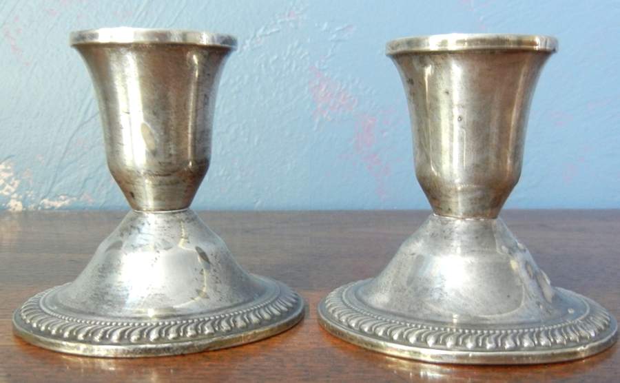 Sterling Candlesticks Pair of Weighted Candleholders by Duchin Creations-1