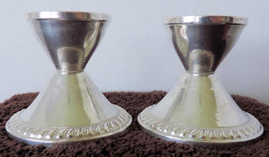 Sterling Candlesticks Pair of Weighted Candleholders by Duchin Creations-1