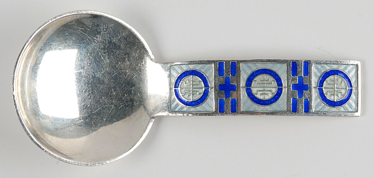 DDA9 (Sterling) Tea Caddy Spoon with Enamelled Handle by David Andersen-1