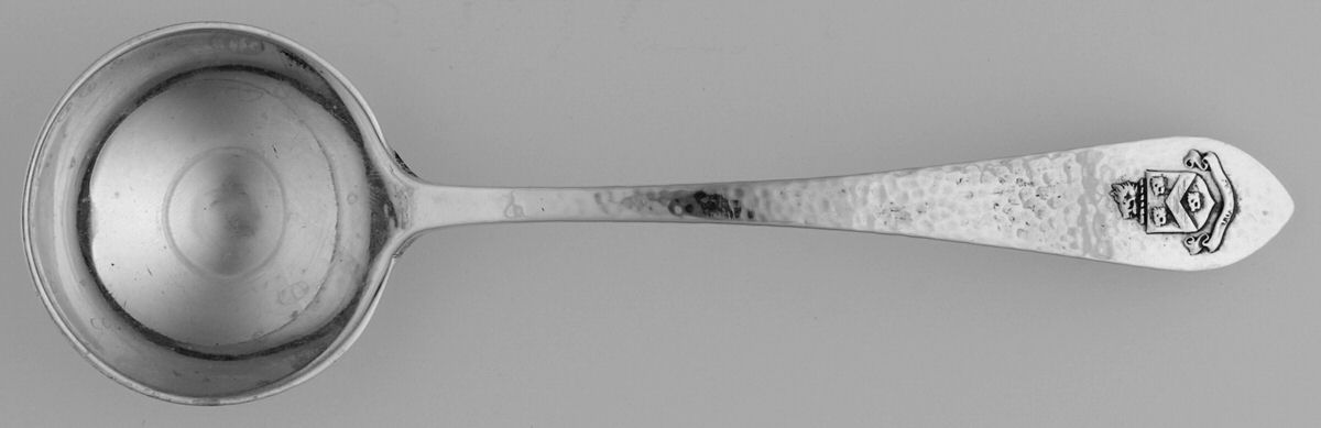 Pointed Antique-Hammered (Sterling) Monogram Round Bowl Soup Spoon (Bouillon) by Dominick & Haff-1