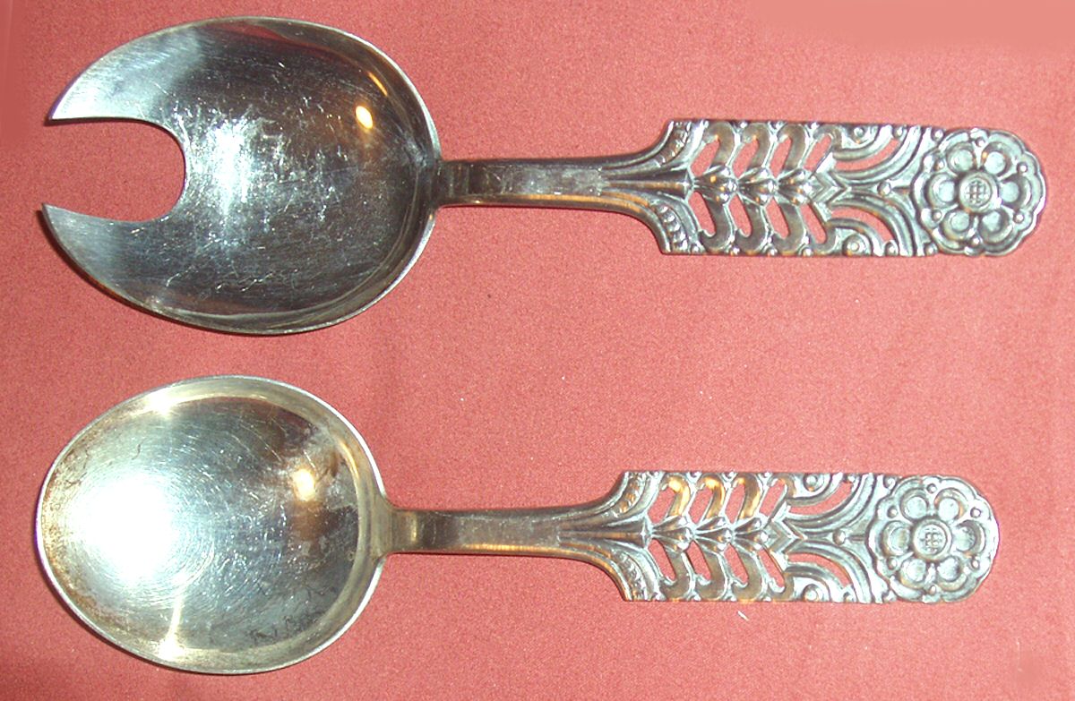 Floriform (Sterling) (2 Pc) Solid Salad Set by David Andersen-1