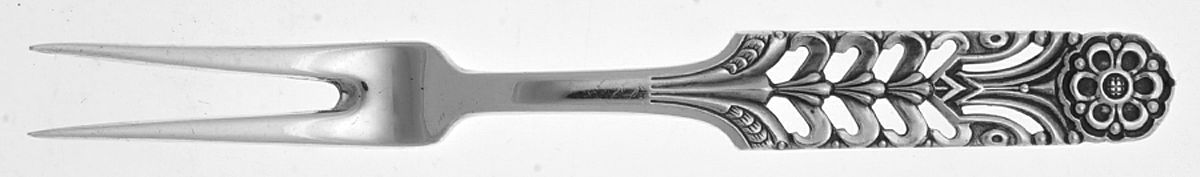 Floriform (Sterling) Small 2-Tine Cold Meat Serving Fork by David Andersen-1