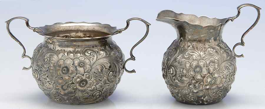 150 (Sterling, Hollowware) Creamer & Open Sugar-Mini by Dominick & Haff-1