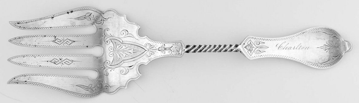 DUH23 (Coin) Large Solid Bright Fish Serving Fork by Duhme Co-1