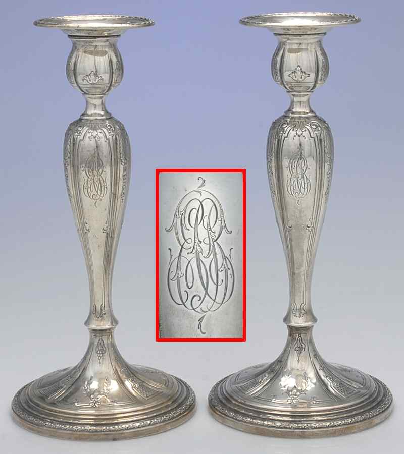 970-90 (Sterling, Hollowware) Pair of Weighted Candlesticks by Dominick & Haff-1