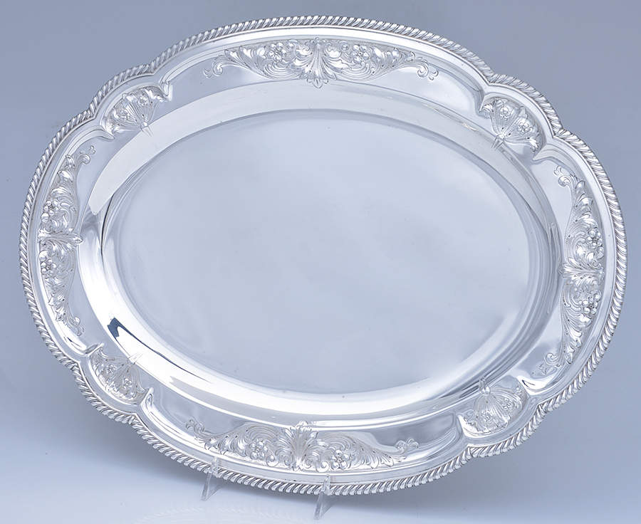 228-H (Sterling, Hollowware) 19" Oval Serving Platter by Durham Sterling-1