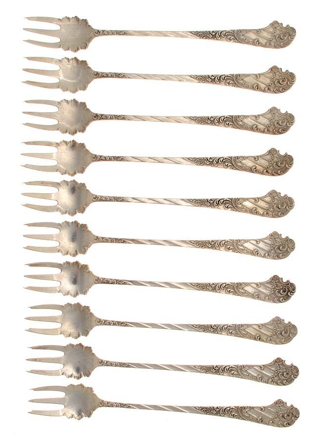 DHS28 (Sterling) Cocktail/Seafood Fork - Set of 10 by Dominick & Haff-1