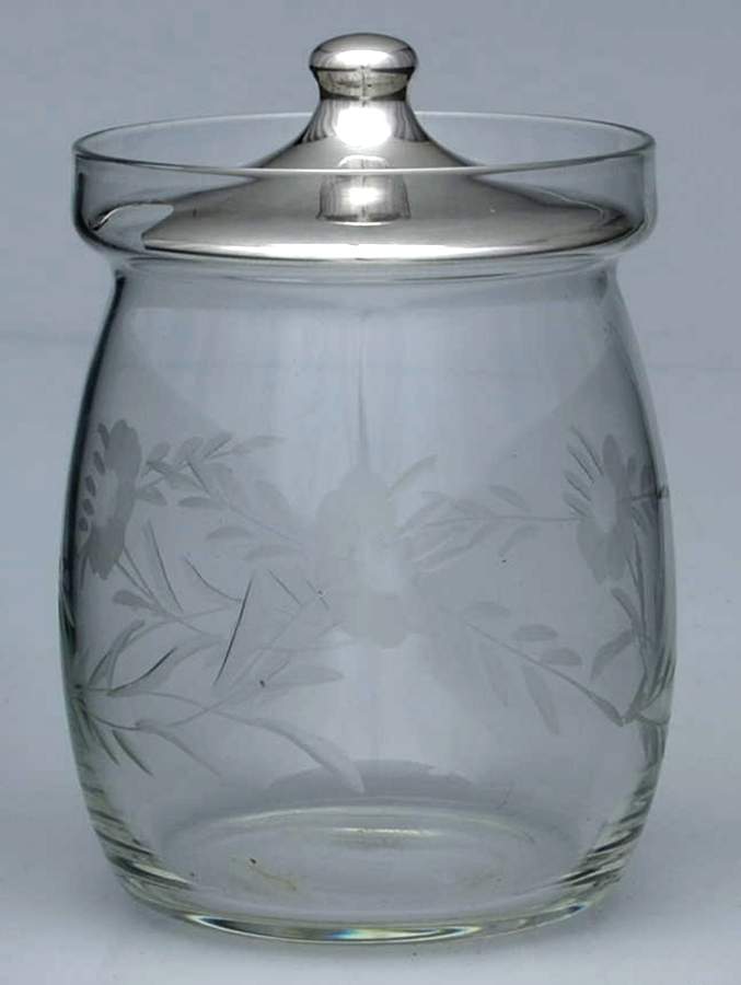 487 (Sterling, Hollowware) Crystal Marmalade & Sterling Lid by Dunkirk Silversmiths-1