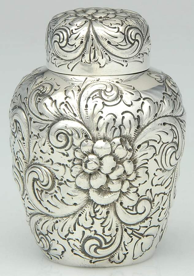 148 (Sterling, Hollowware) Tea Caddy & Lid by Dominick & Haff-1