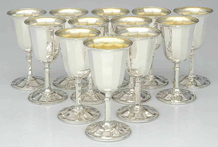 26 (Sterling, Hollowware) Sterling Water Goblet (Set of 12) by Durgin-1