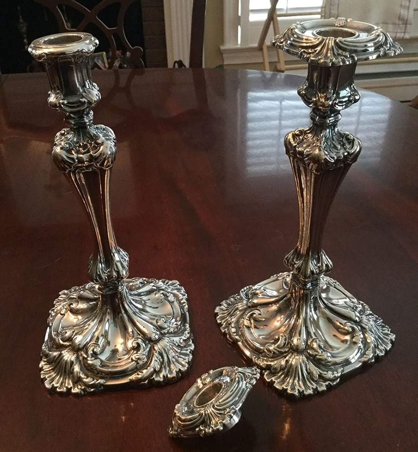 302A (Sterling, Hollowware) Pair of 9" Weighted Candlesticks by Dominick & Haff-1