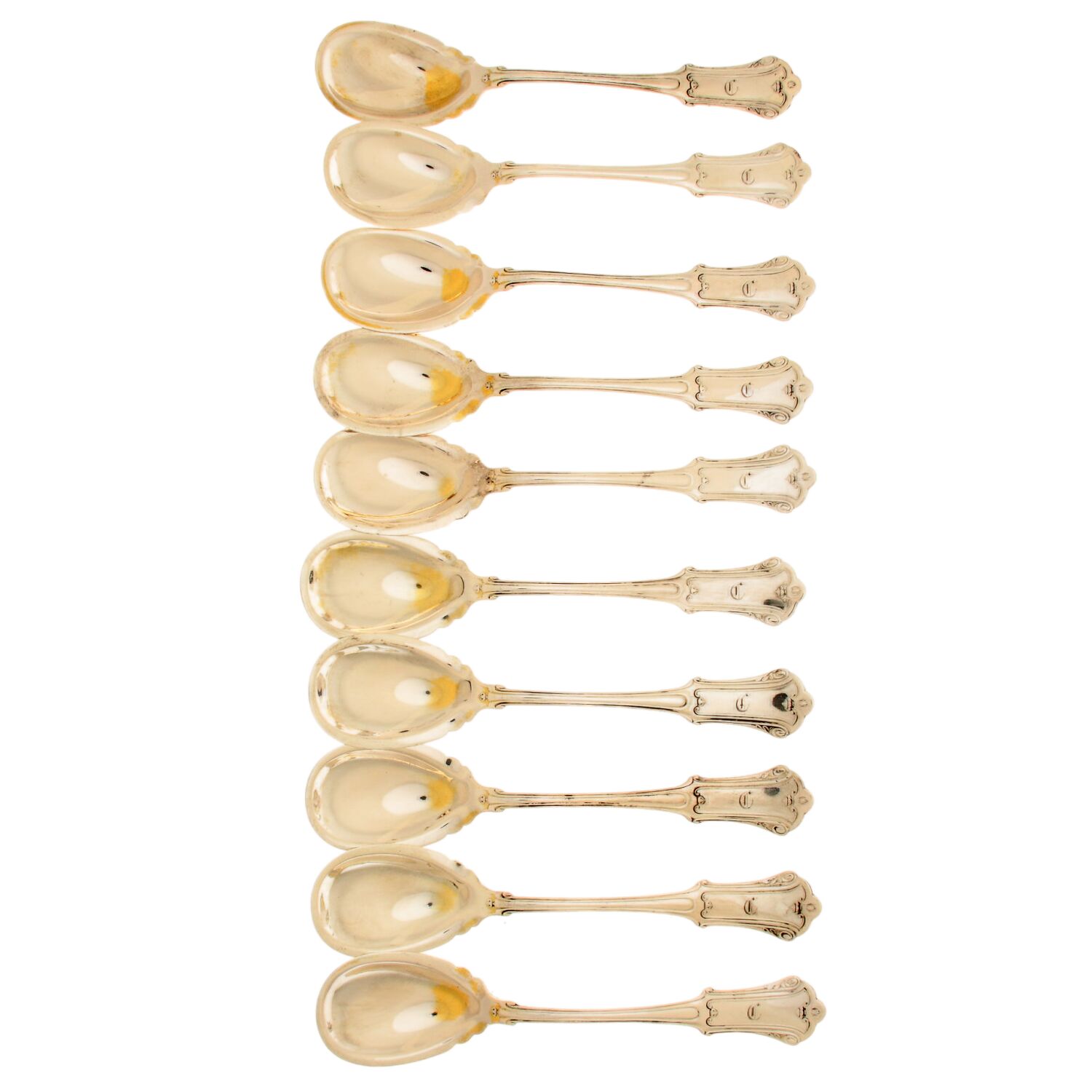 Coin Silver Flatware Ice Cream Spoon - Set of 10 by D C Jaccard & Co-1