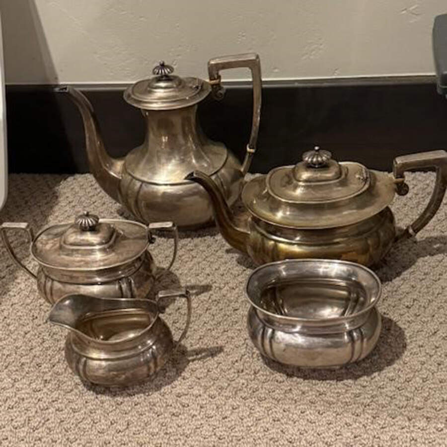 233 (Sterling, Hollowware) 5 Piece Tea Set (SCP, STP, SCR, SSU, SWB) by Durham Sterling-1