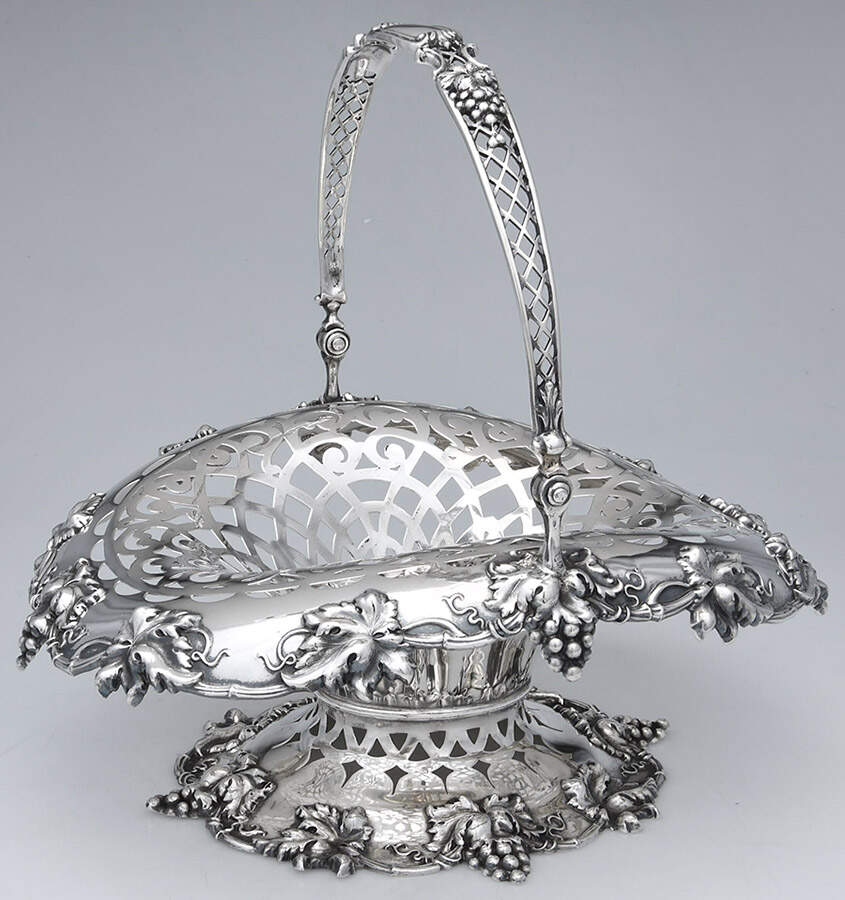 1841C (Sterling, Hollowware) Oval Handled Pedestal Basket by Durgin-1