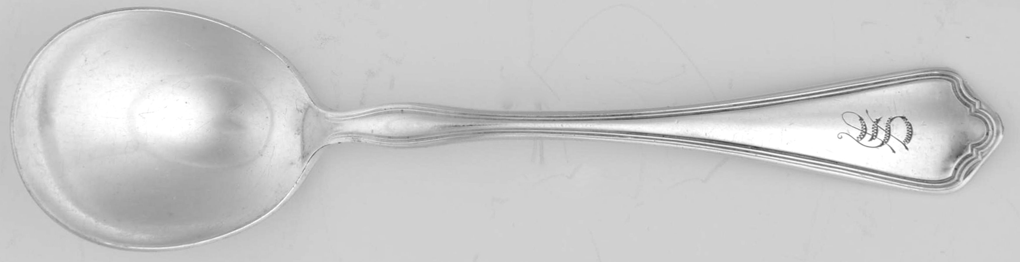 Colonial (Silverplate, 1908) Monogram Round Bowl Soup Spoon (Gumbo) by National Silver Co-1