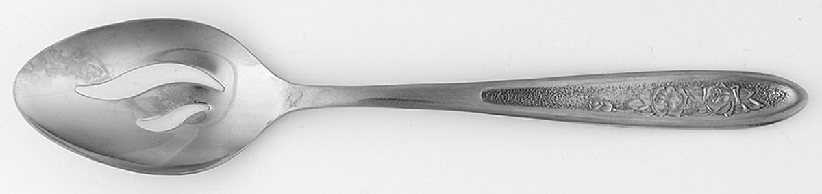 Country Garden (Stainless) Pierced Tablespoon (Serving Spoon) by Ekco Silver-1