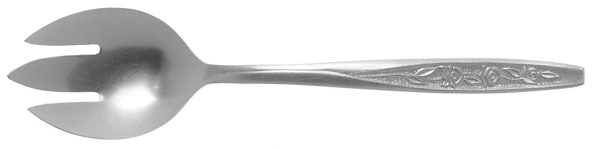 Rose Cotillion (Stainless) Medium Solid Cold Meat Serving Fork by Ekco Silver-1