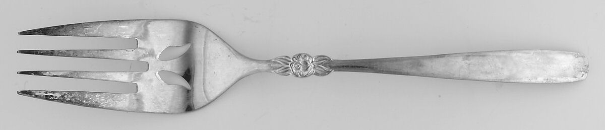 Inverness (Silverplate) Medium Solid Cold Meat Serving Fork by Ekco Silver-1