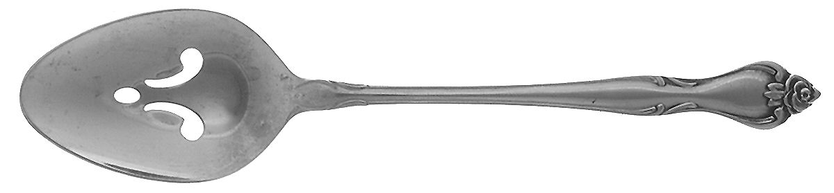 Regal Rose (Stainless) Pierced Tablespoon (Serving Spoon) by Ekco Silver-1