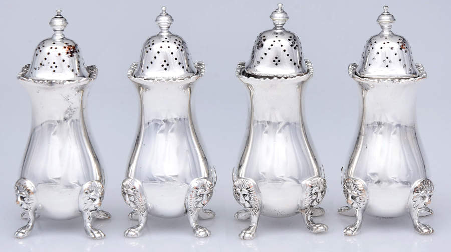 Silverplate Hollowware Salt and Pepper Sets (2 Pair) by Ellis-Barker-1