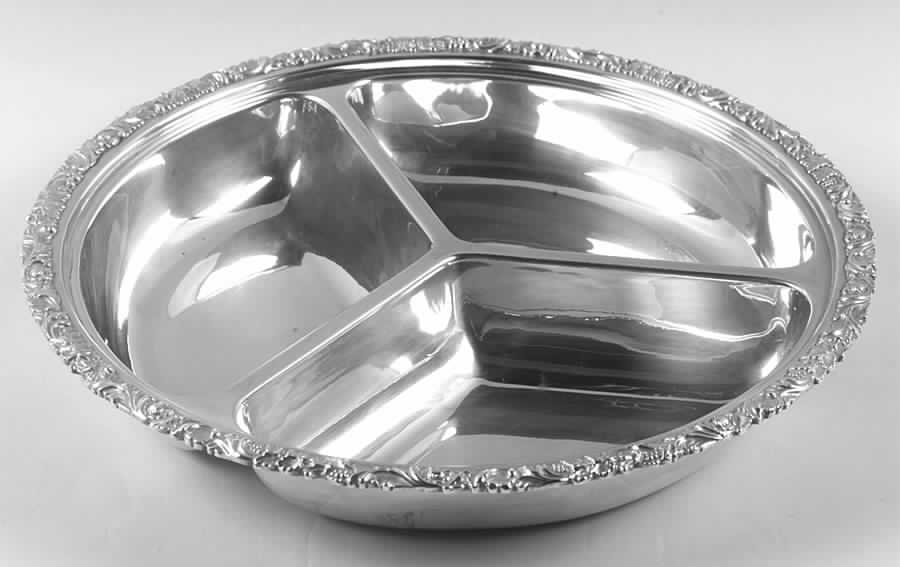 Silverplate Hollowware Divided 3-Part Vegetable Bowl by Ellis-Barker-1