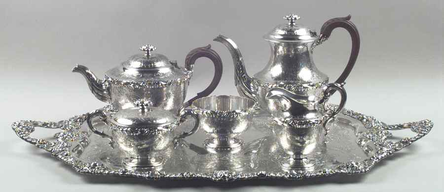 Silverplate Hollowware 6-Piece Plated Tea Set (Waste & Tray) by Ellis-Barker-1