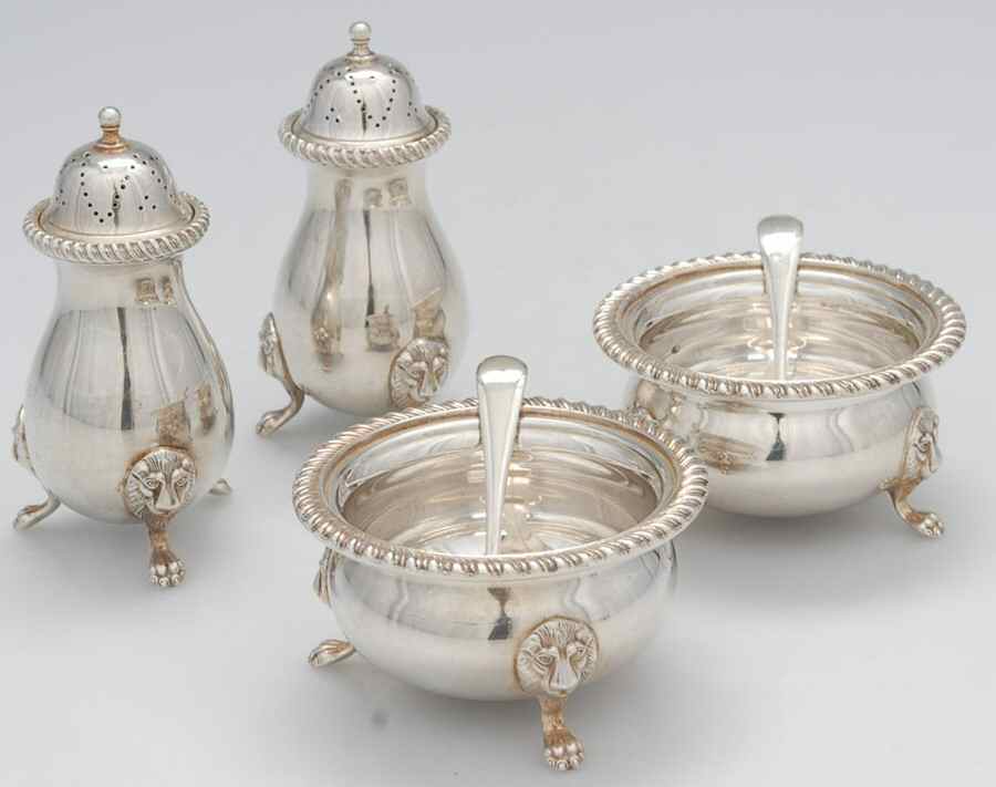 Silverplate Hollowware Set of 2 Master Open Salt, Spoon & Pepper Shaker by Ellis-Barker-1