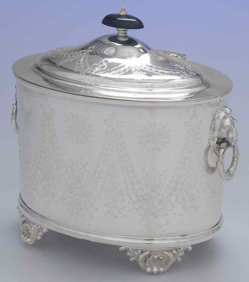 Silverplate Hollowware Biscuit Box with Hinged Lid by Ellis-Barker-1