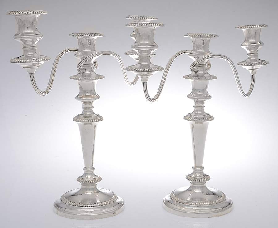 Silverplate Hollowware Pair of 13" 3 Light Candelabras by Ellis-Barker-1