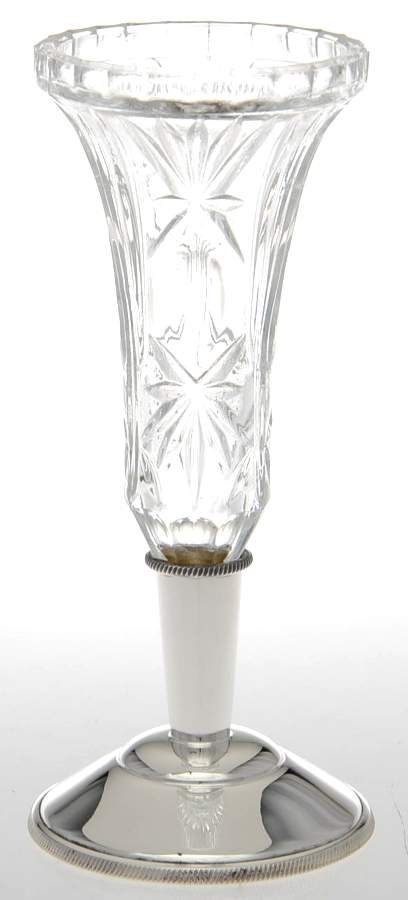 Silverplate Hollowware Crystal Vase with Metal Base by Ellis-Barker-1