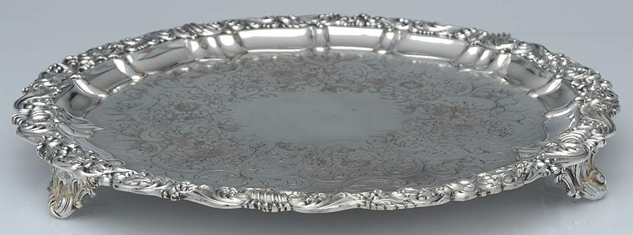 Silverplate Hollowware 14" Round 3 Toed Tray by Ellis-Barker-1